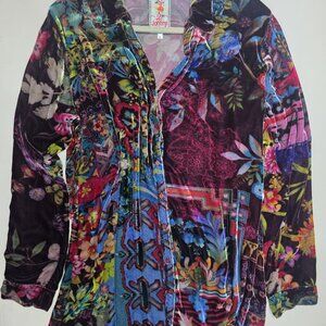Johnny Was Velvet Dream Button Front Tunic - Size L